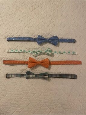 Kids Bow Tie Set - Blue, White with Green Dots, Orange, Plaid